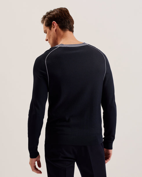 TOREZ-Knitwear-LS Regular Textured Crew Neck- Ted Baker Romania